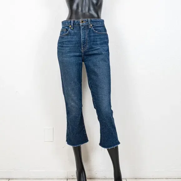 Khaite Benny Cropped Flare Raw Denim Jeans size 26